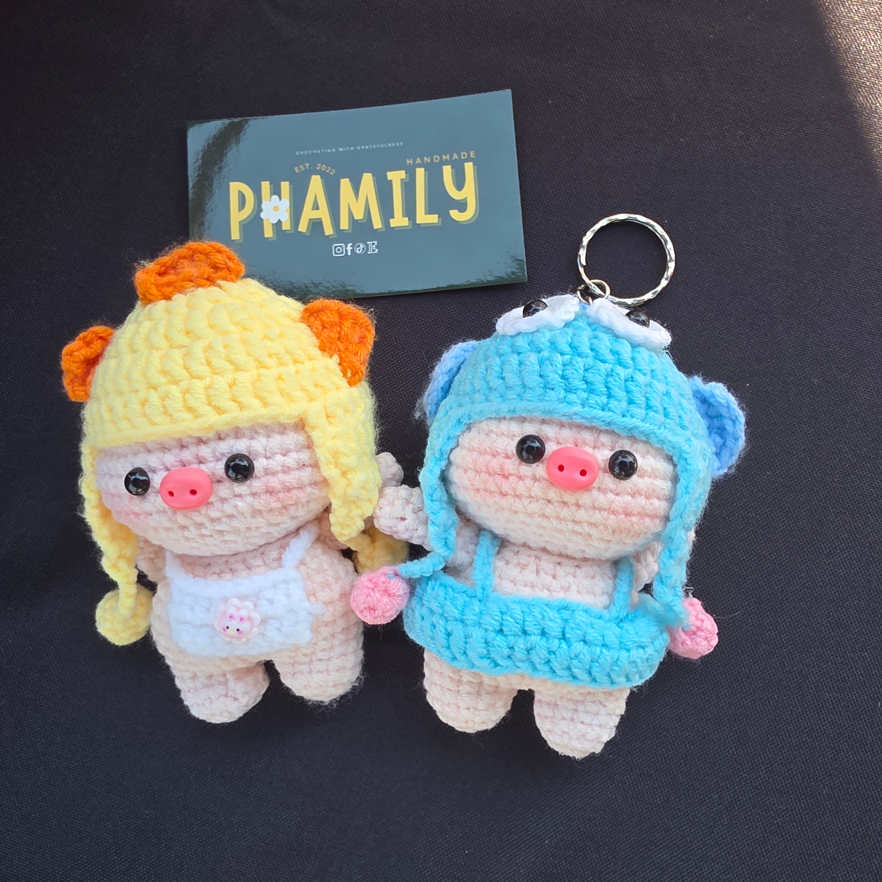 1. Piggy Crochet Keychain