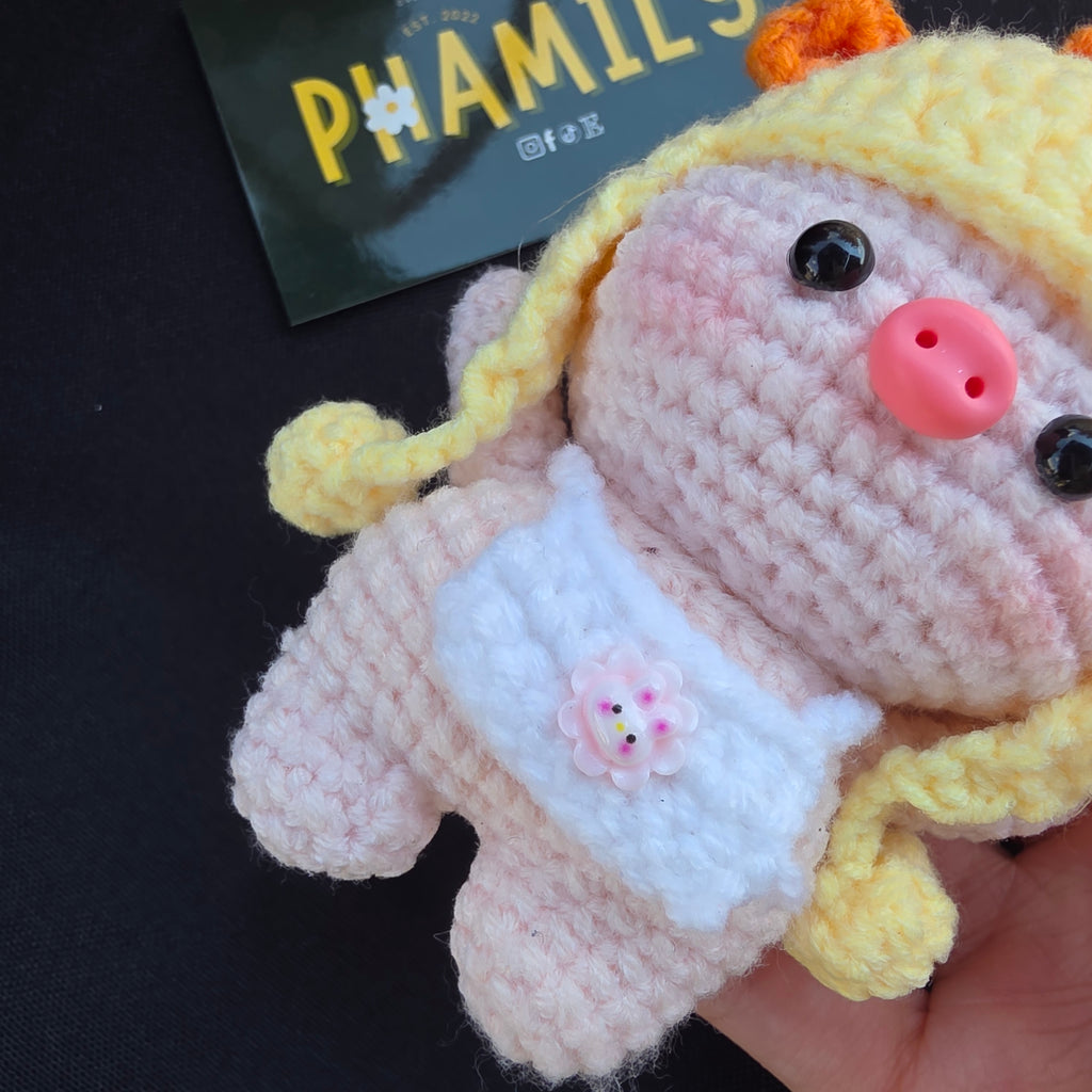 1. Piggy Crochet Keychain