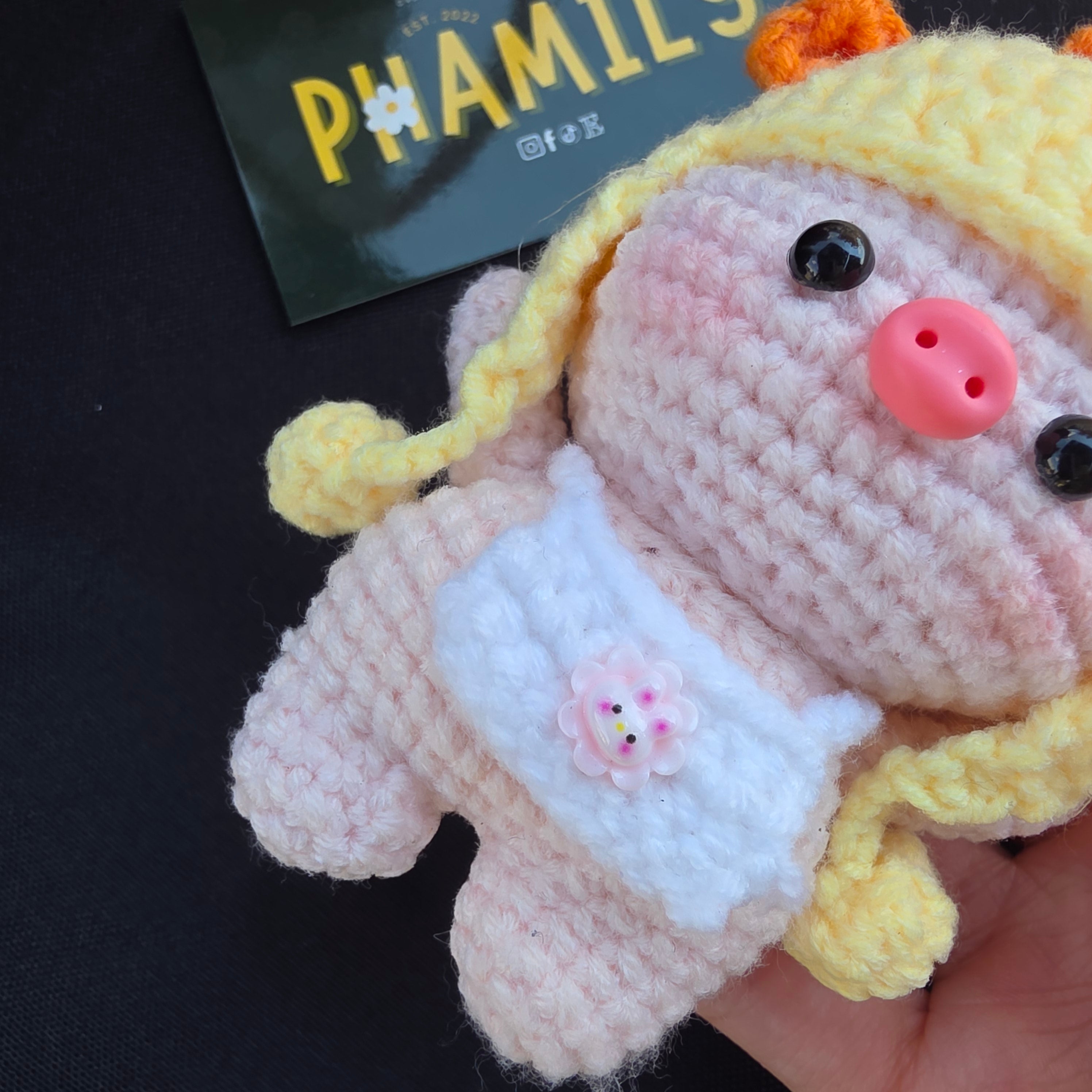 1. Piggy Crochet Keychain
