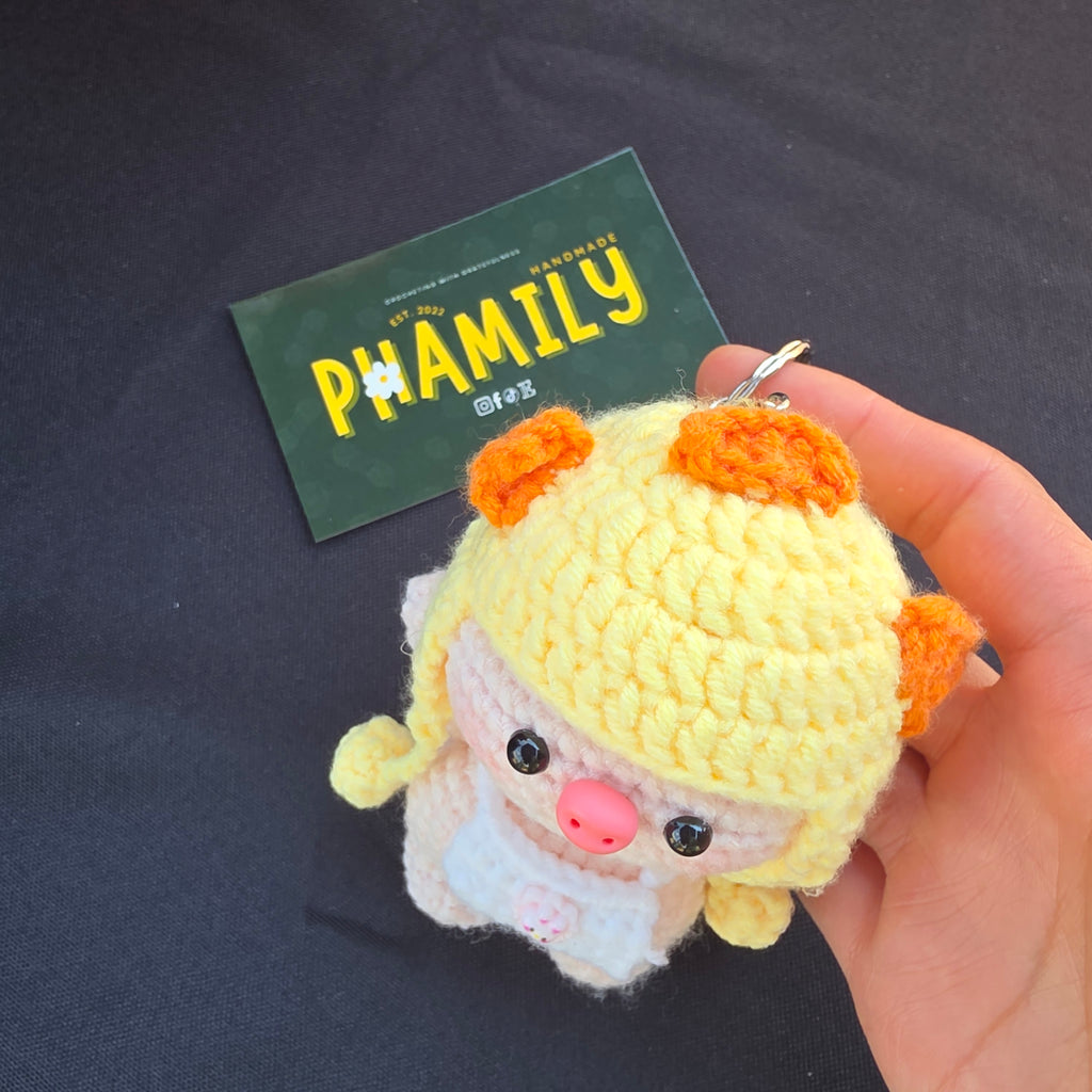 1. Piggy Crochet Keychain