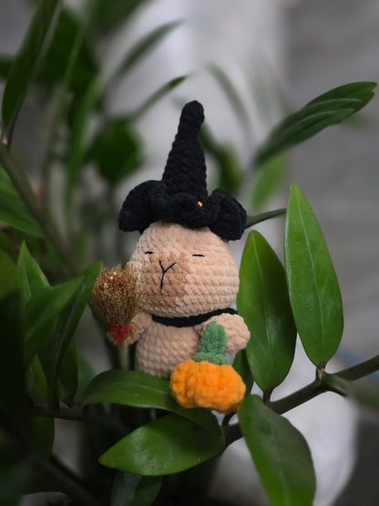 1. Capybara Witch Crochet Keychain | Halloween Fall Accessory