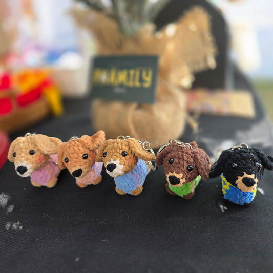 Sausage Dachshund, Weiner Dog Keychain | Handmade Crochet