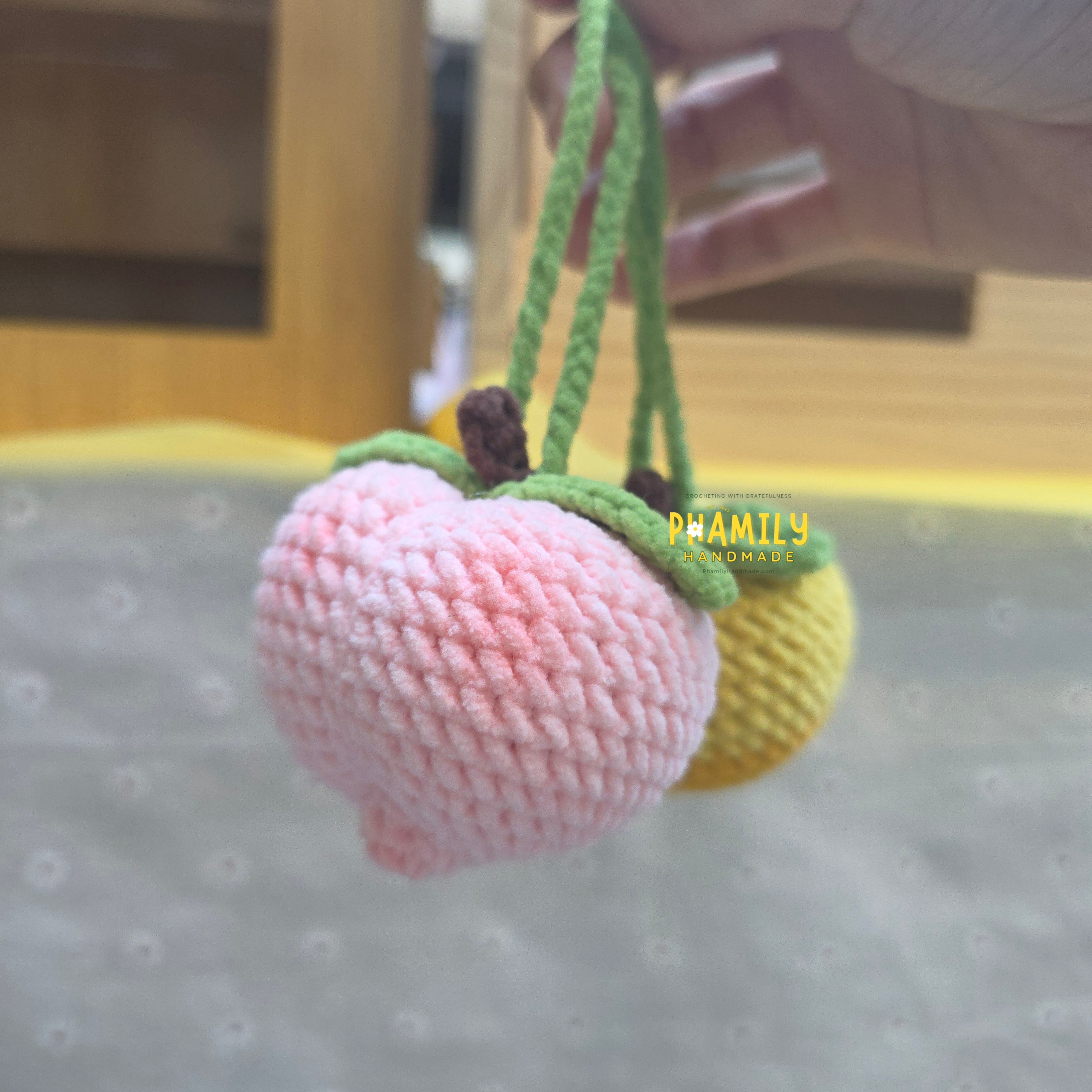 Strawberry Crochet Keychain, Peach Crochet Handmade Keychain | Banana Crochet Charm, Carrot Crochet Charm, Fruit/Veggie | Purse Charm | Fruit Charm | Fruit Keyring | Fruit Keychain