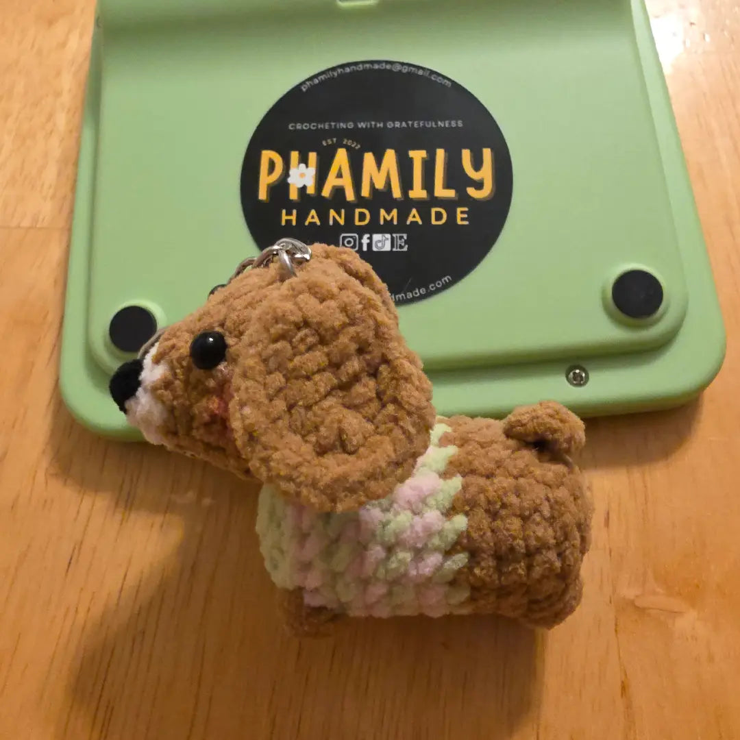 Sausage Dachshund, Weiner Dog Keychain | Handmade Crochet