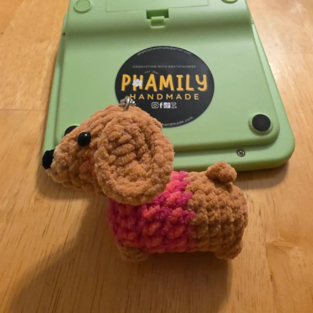 1. Dachshund, Weiner Dog Keychain | Handmade Crochet
