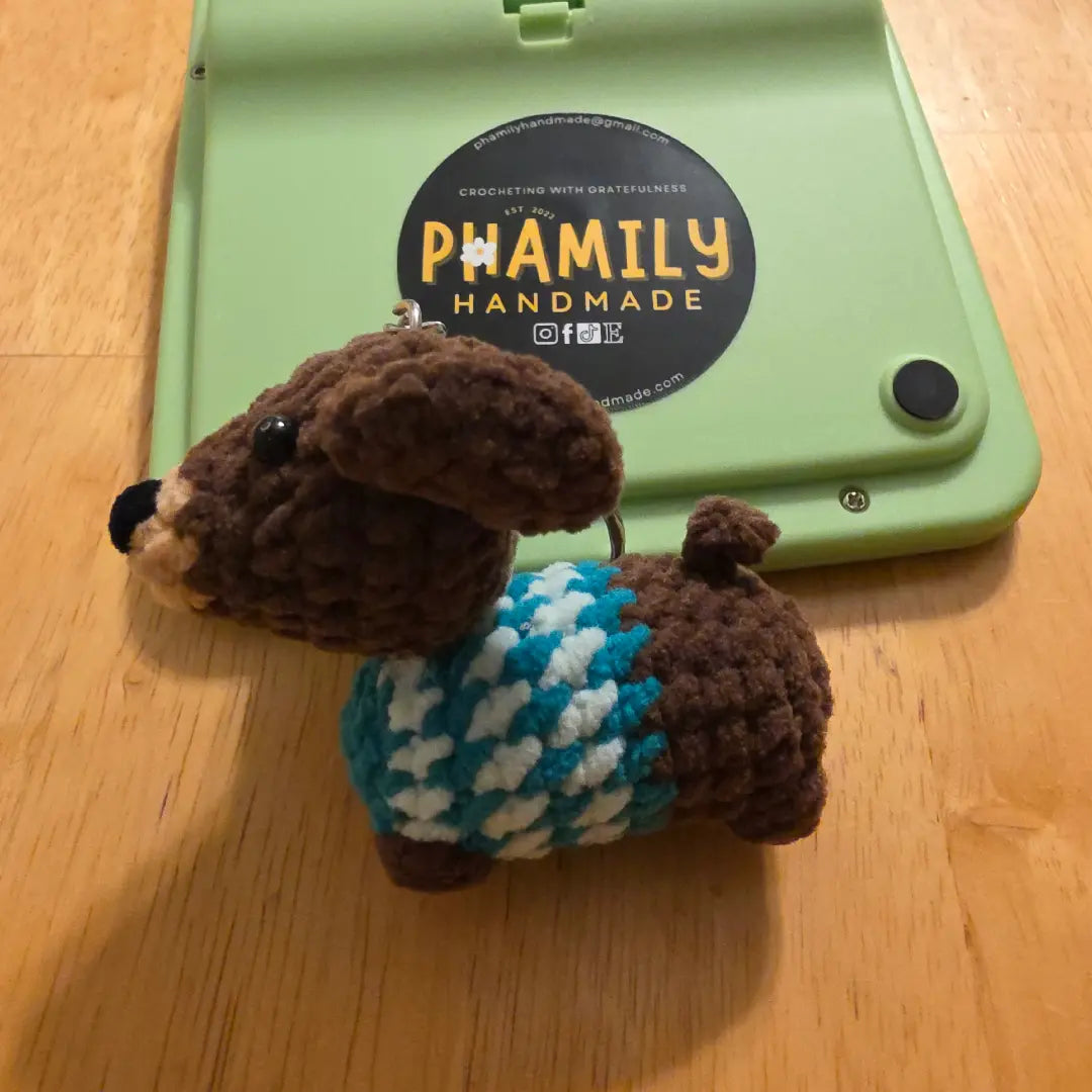 Sausage Dachshund, Weiner Dog Keychain | Handmade Crochet