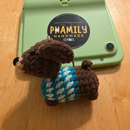 Sausage Dachshund, Weiner Dog Keychain | Handmade Crochet