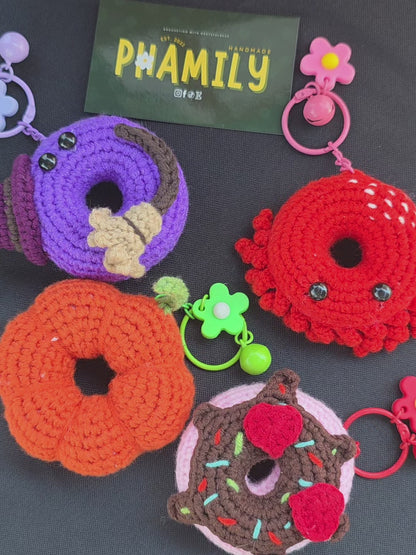 Donut Crochet Keychain