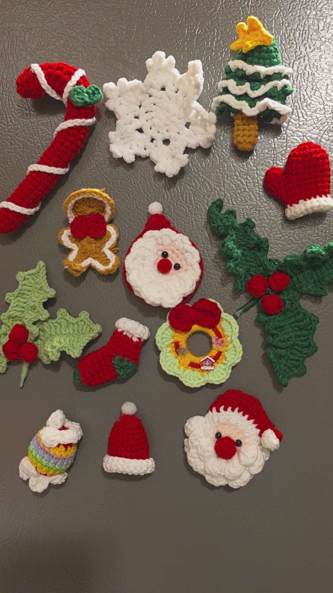 Cute Christmas Fridge Magnet Set | Cute Holiday Kitchen Decor, Handmade Crochet Christmas Decorations