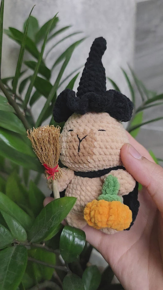 1. Capybara Witch Crochet Keychain | Halloween Fall Accessory