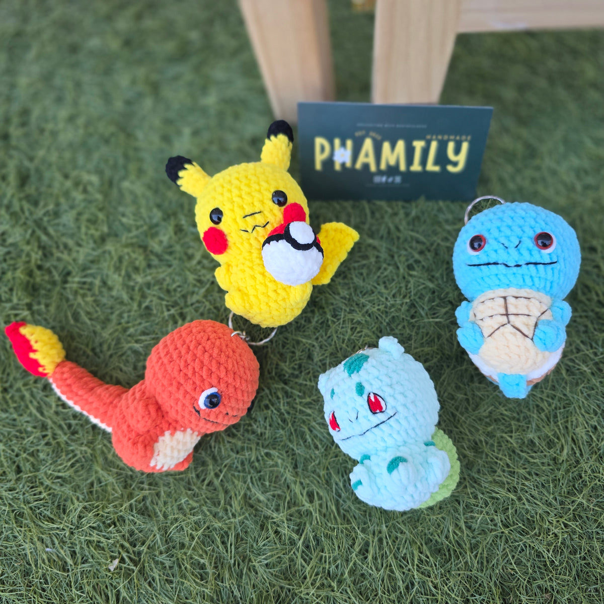 1. Bolt Buddy, Bubble Turtle, Fire Lizard,  Sprout Toad Crochet Keychain, Handmade Gift | Kawaii Gitt for Anime Fans and Collectors