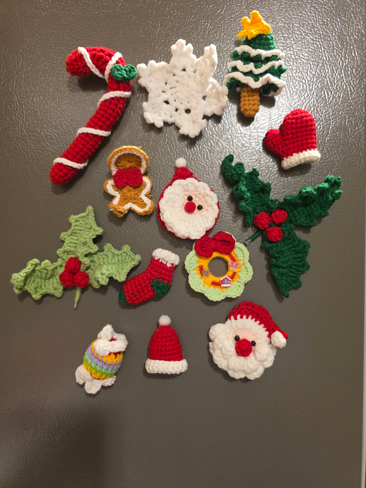 Cute Christmas Fridge Magnet Set | Cute Holiday Kitchen Decor, Handmade Crochet Christmas Decorations
