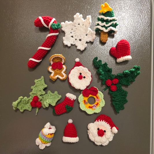 1. Cute Christmas Fridge Magnet Set | Cute Holiday Kitchen Decor, Handmade Crochet Christmas Decorations
