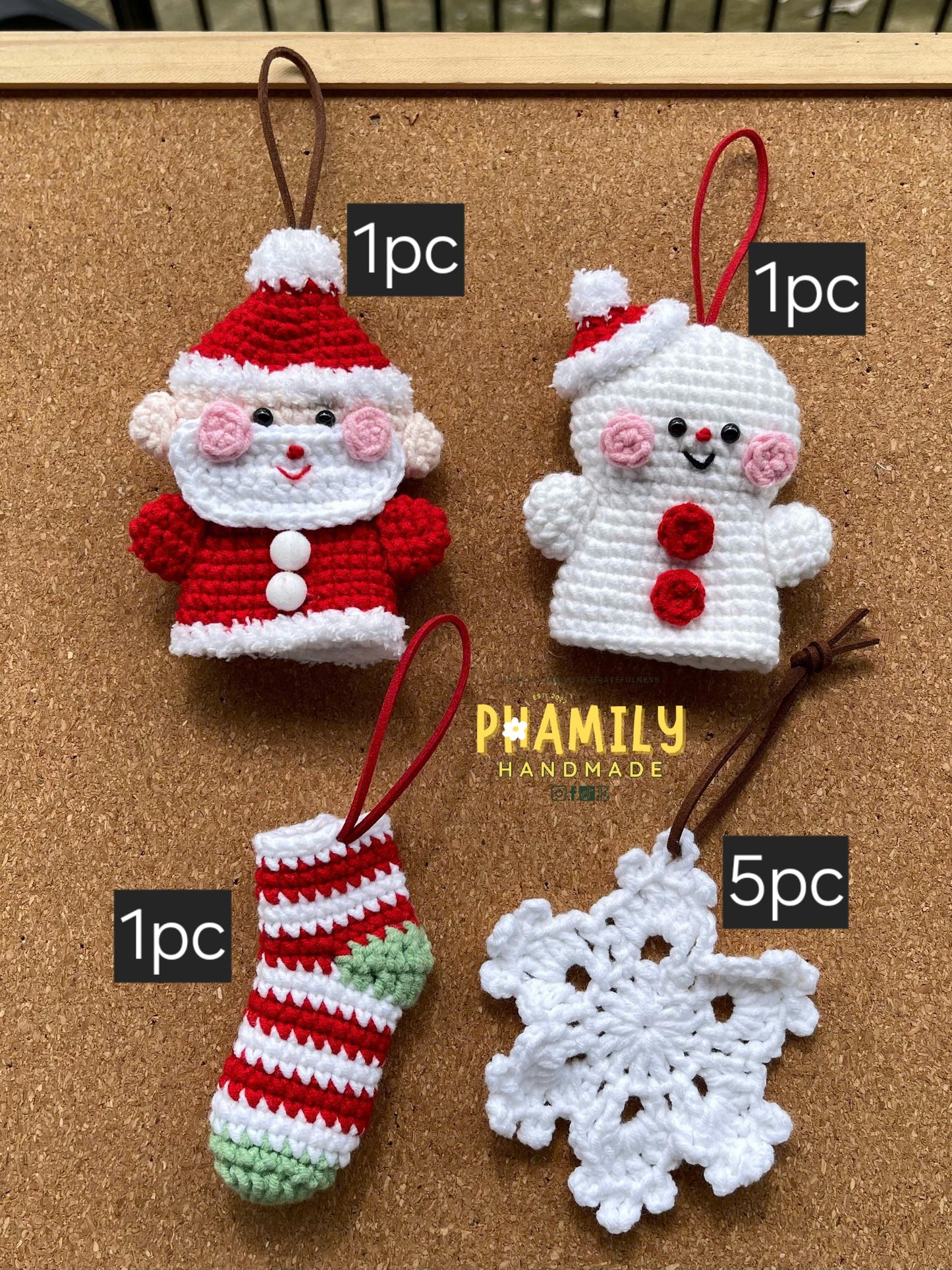 Christmas Tree Ornament Set (8pcs) | Handmade Crochet Christmas Decor