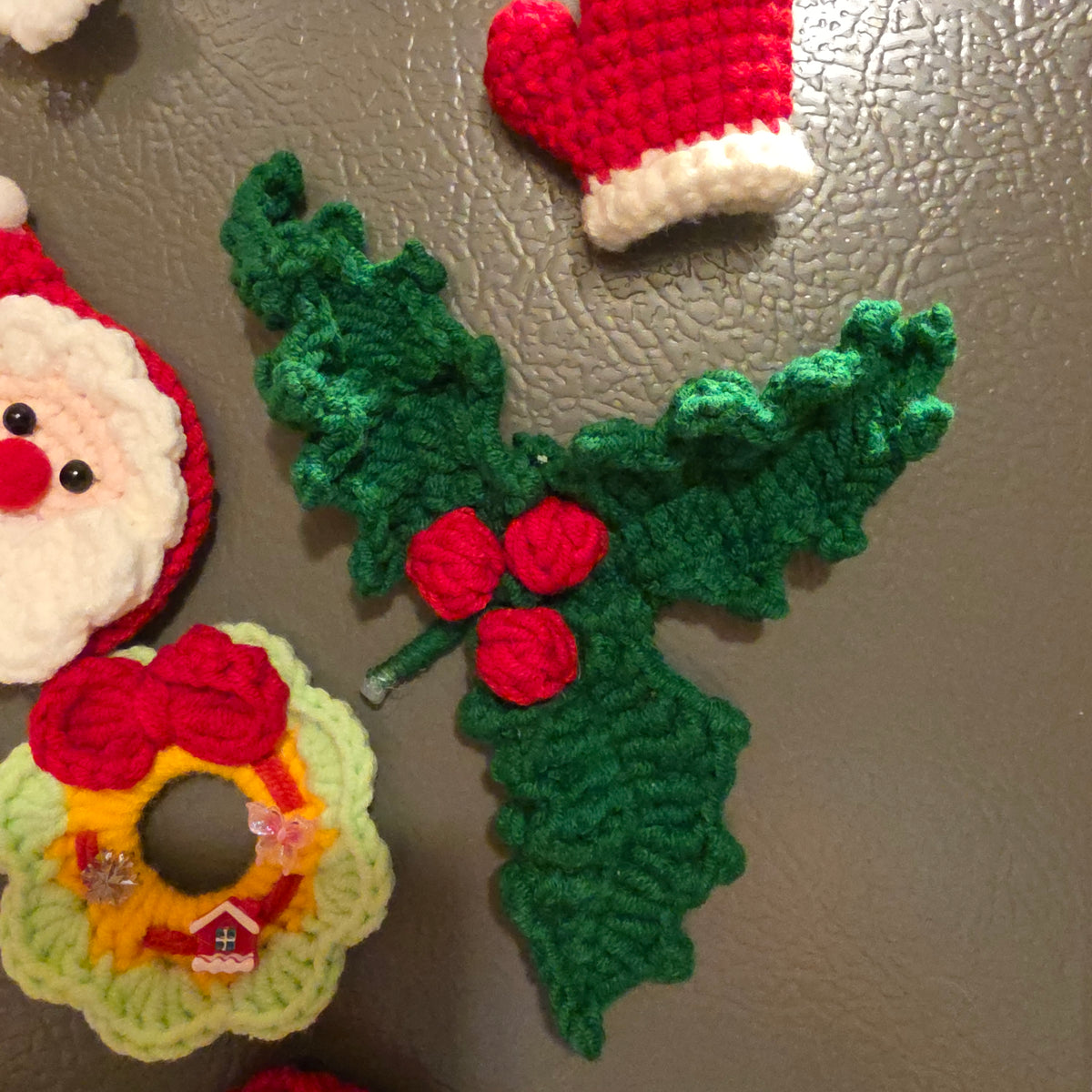 Cute Christmas Fridge Magnet Set | Cute Holiday Kitchen Decor, Handmade Crochet Christmas Decorations