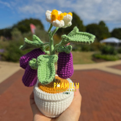 1. Vegetable Plant Pot, Houseplant Pot Handmade Crochet, Home Decoration, gift ideas, table decor, desk decor, gardening lovers, plant lovers