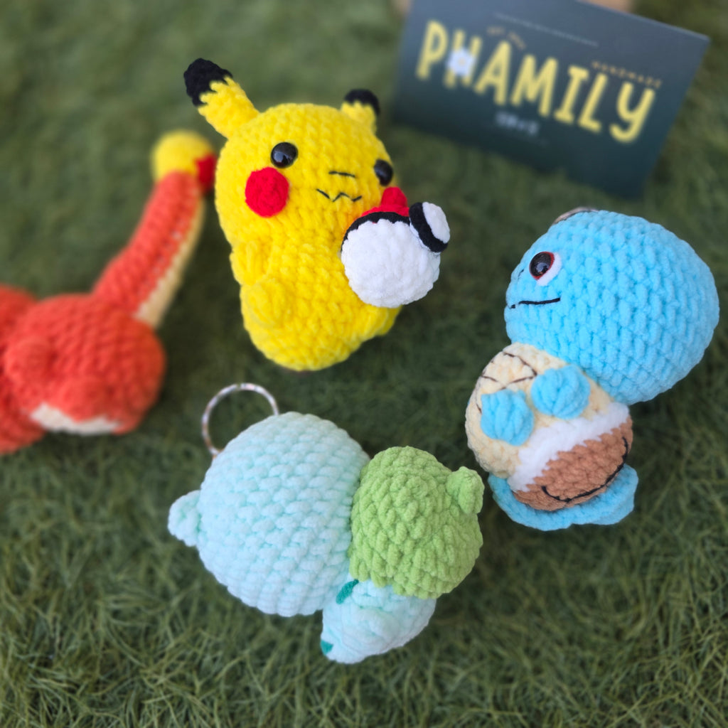 1. Bolt Buddy, Bubble Turtle, Fire Lizard,  Sprout Toad Crochet Keychain, Handmade Gift | Kawaii Gitt for Anime Fans and Collectors