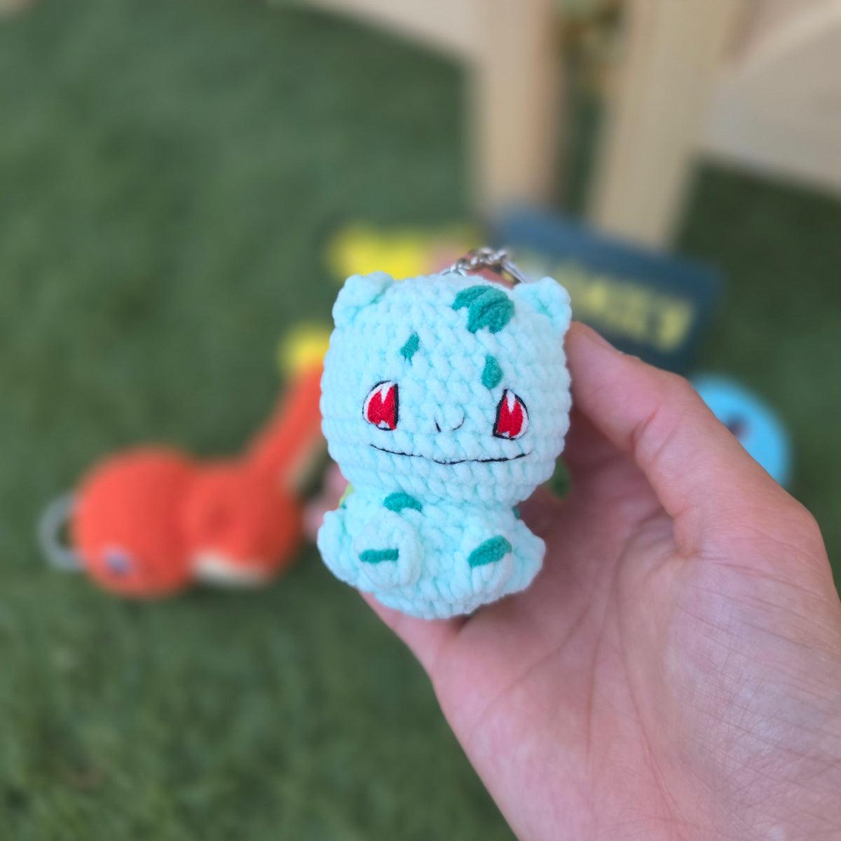 1. Bolt Buddy, Bubble Turtle, Fire Lizard,  Sprout Toad Crochet Keychain, Handmade Gift | Kawaii Gitt for Anime Fans and Collectors