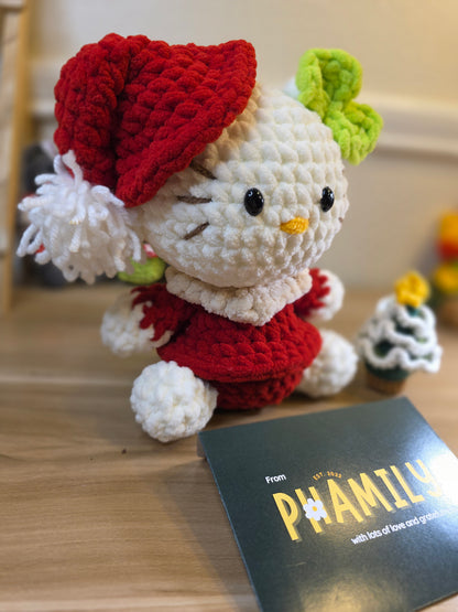 Kitty Cat in Christmas outfit | Handmade Crochet Plushie | Perfect Christmas Gift Idea