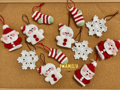 Christmas Tree Ornament Set (8pcs) | Handmade Crochet Christmas Decor