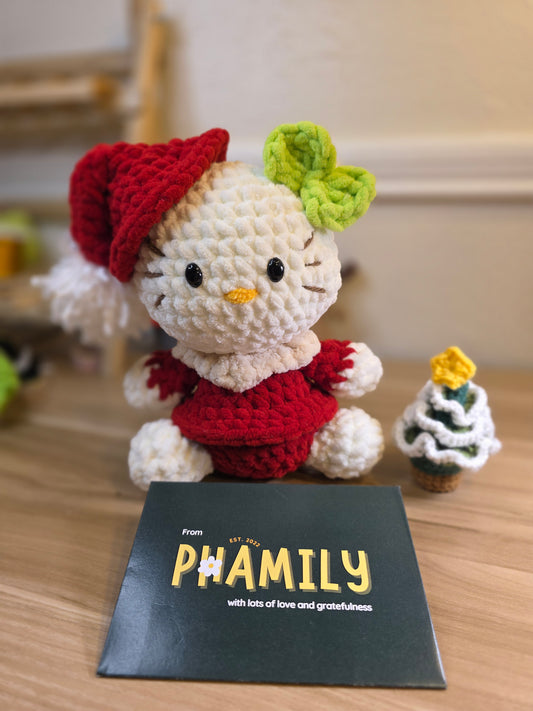 Kitty Cat in Christmas outfit | Handmade Crochet Plushie | Perfect Christmas Gift Idea